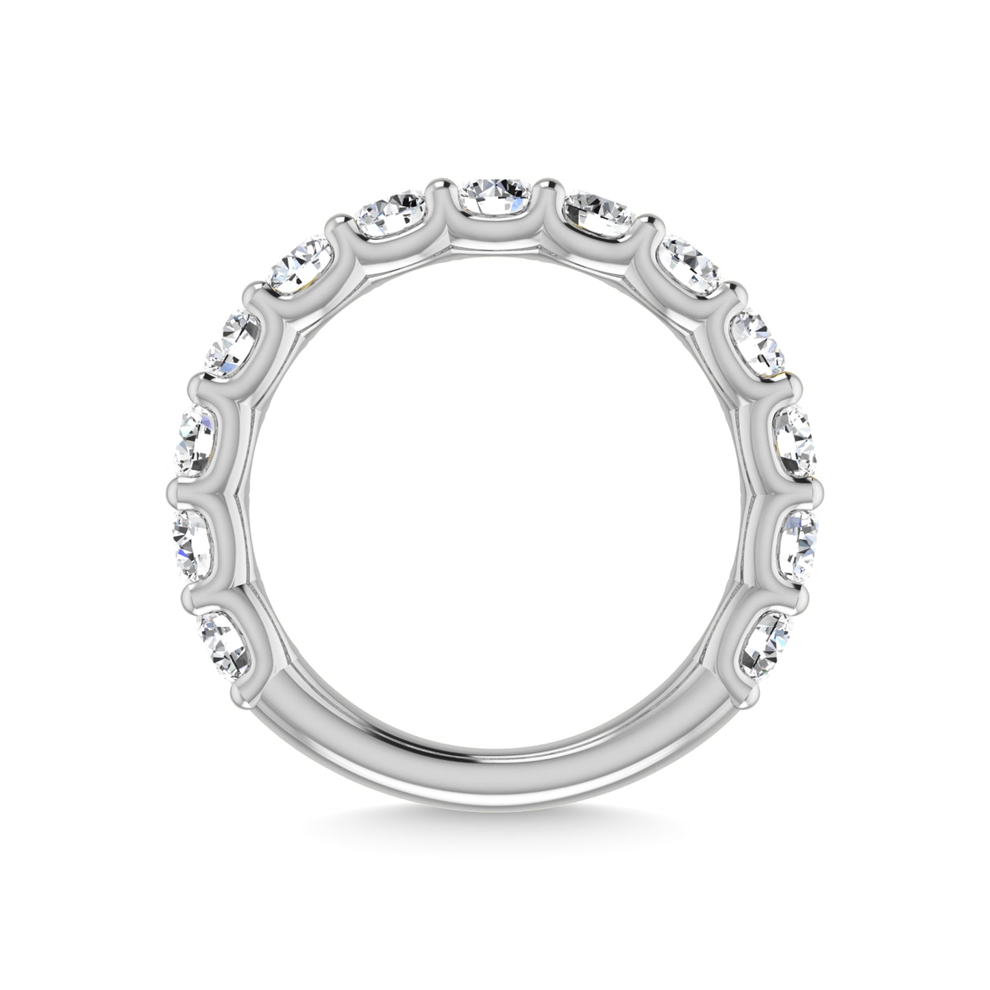 14K White Gold Lab Grown Diamond 2 5/8 Ct.Tw. Round Shape Three Fourth Way Wedding Band