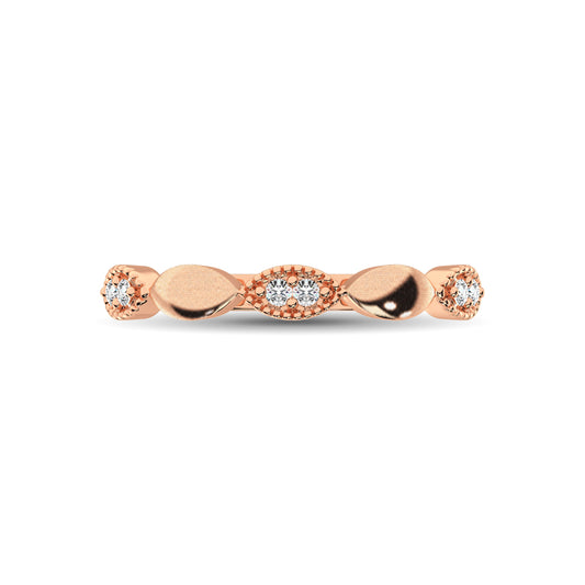 14K Rose Gold 1/10 Ct.Tw. Diamond Marquise Shape Stackable Band