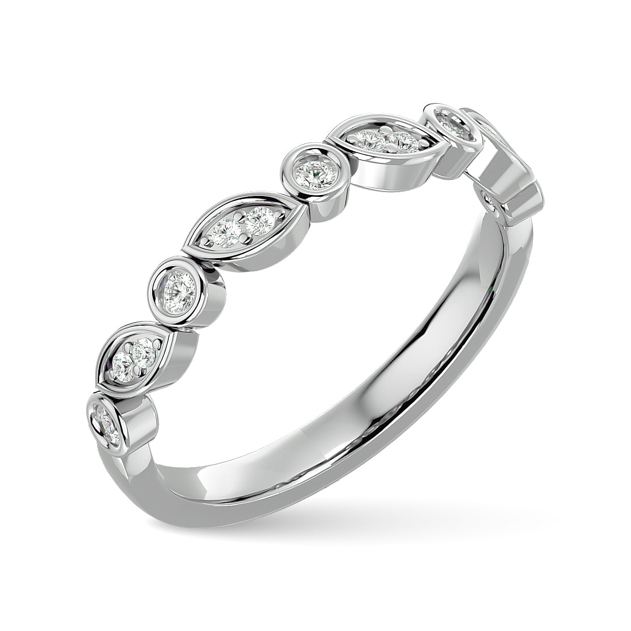 Diamond 1/6 Ct.tw Ladies Band in 14K White Gold