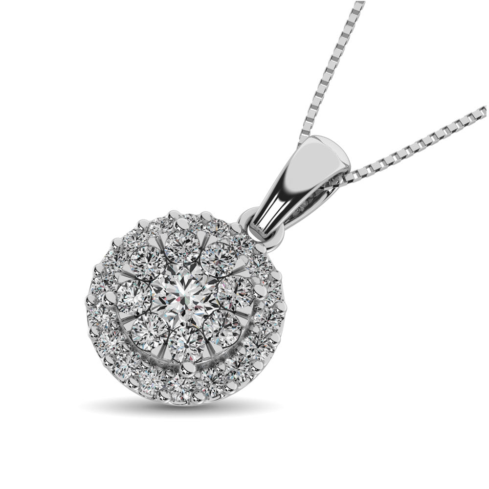 Diamond Fashion Pendant 5/8 Ct.tw Round Cut in 14K White Gold