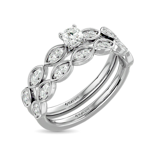 Diamond 1/2 Ct.Tw. Round Cut Bridal Ring in 14K White Gold