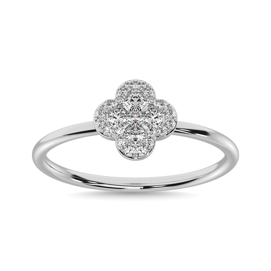 Diamond 1/4 Ct.tw Clover Ring in 14K White Gold