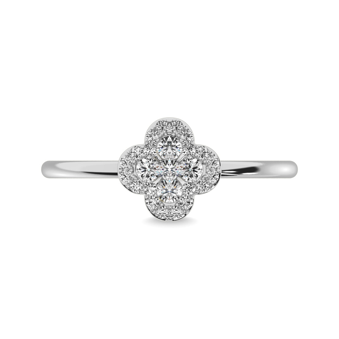 Diamond 1/4 Ct.tw Clover Ring in 14K White Gold