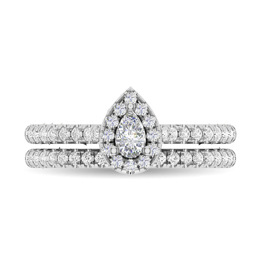 Diamond 3/4 Ct.Tw. Pear Cut Bridal Ring in 14K White Gold