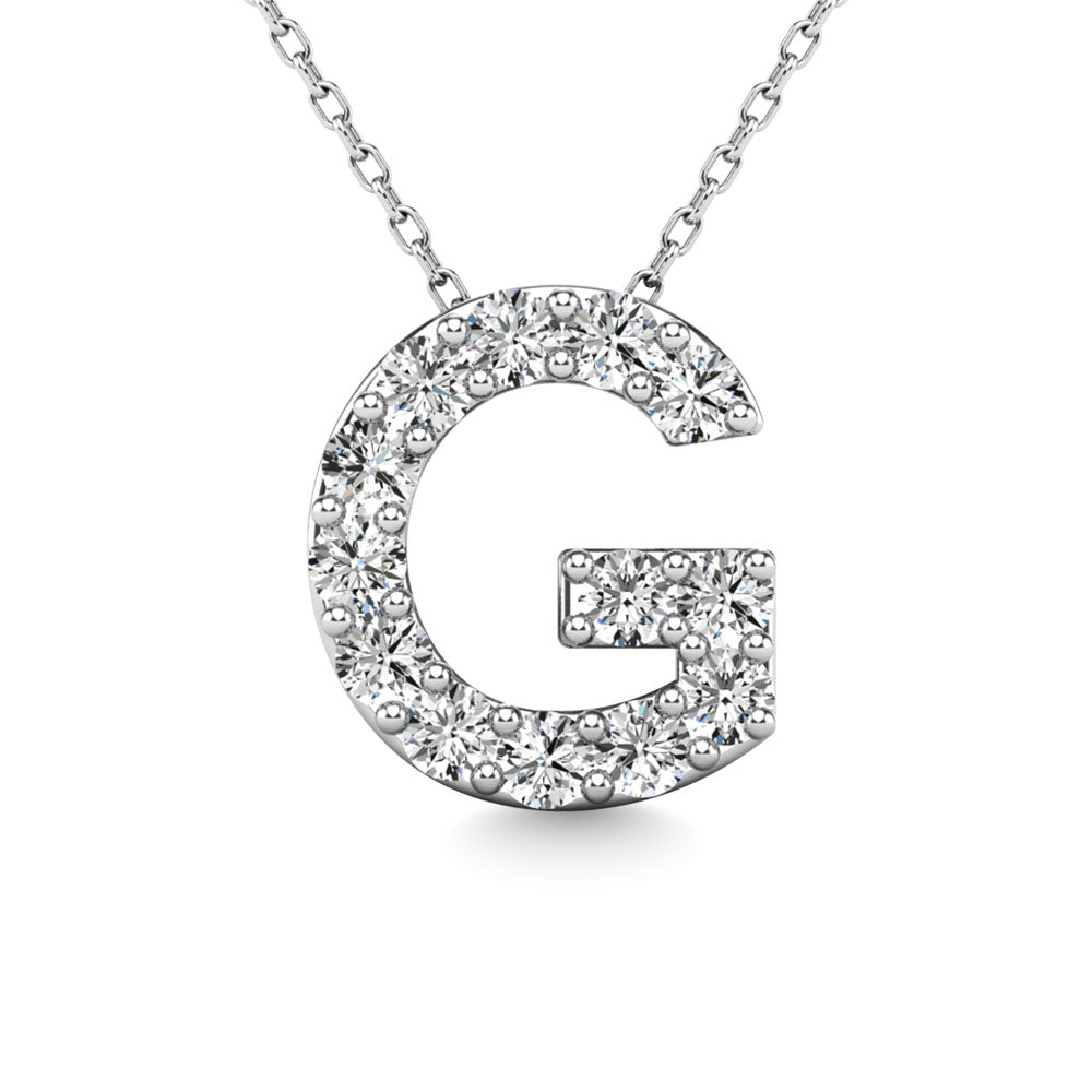 Diamond 1/8 Ct.Tw. Letter G Pendant in 14K White Gold