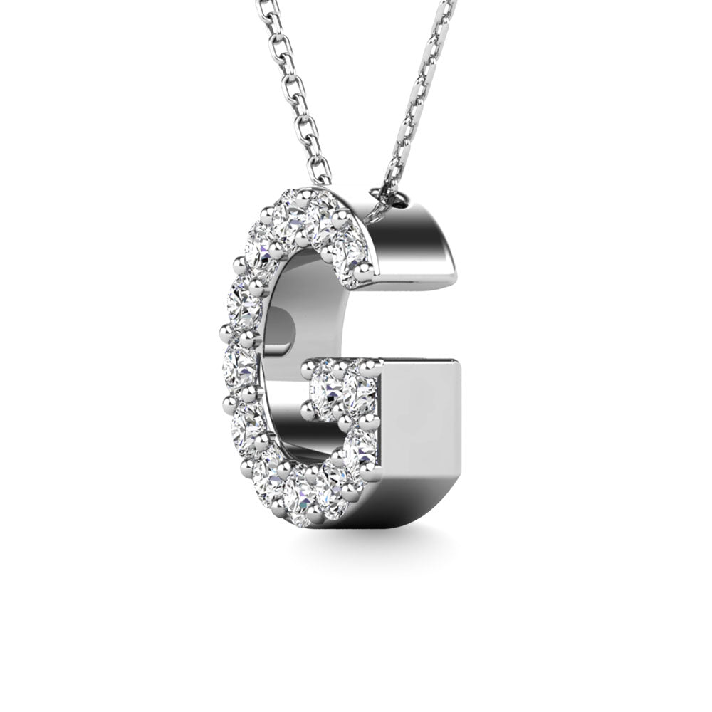 Diamond 1/8 Ct.Tw. Letter G Pendant in 14K White Gold