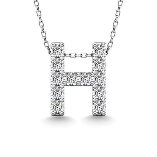Diamond 1/8 Ct.Tw. Letter H Pendant in 14K White Gold