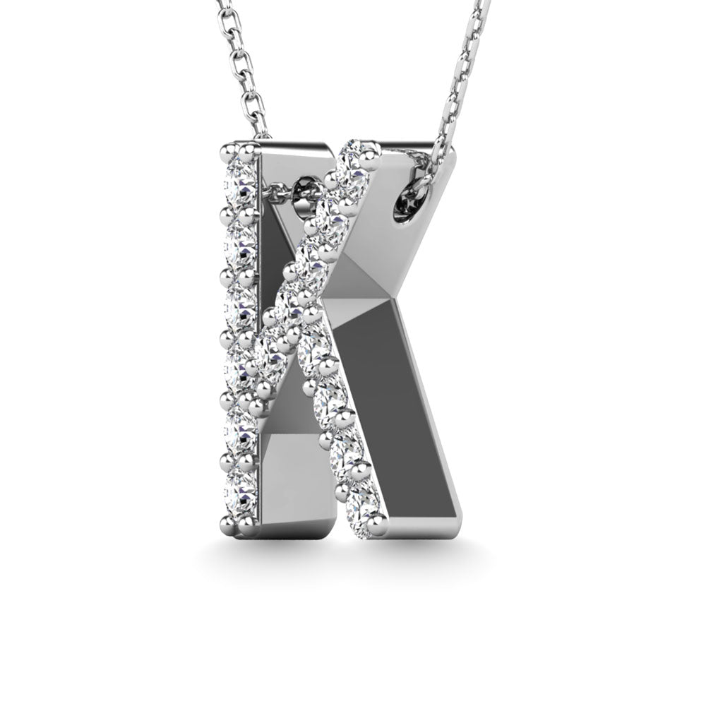 Diamond 1/8 Ct.Tw. Letter K Pendant in 14K White Gold