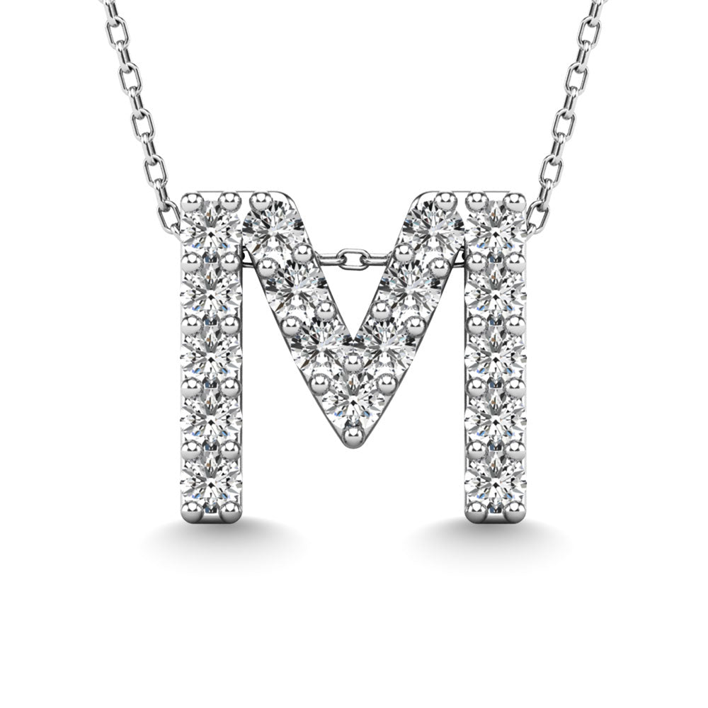Diamond 1/6 Ct.Tw. Letter M Pendant in 14K White Gold