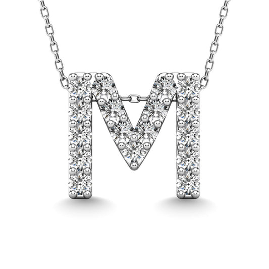 Diamond 1/6 Ct.Tw. Letter M Pendant in 14K White Gold