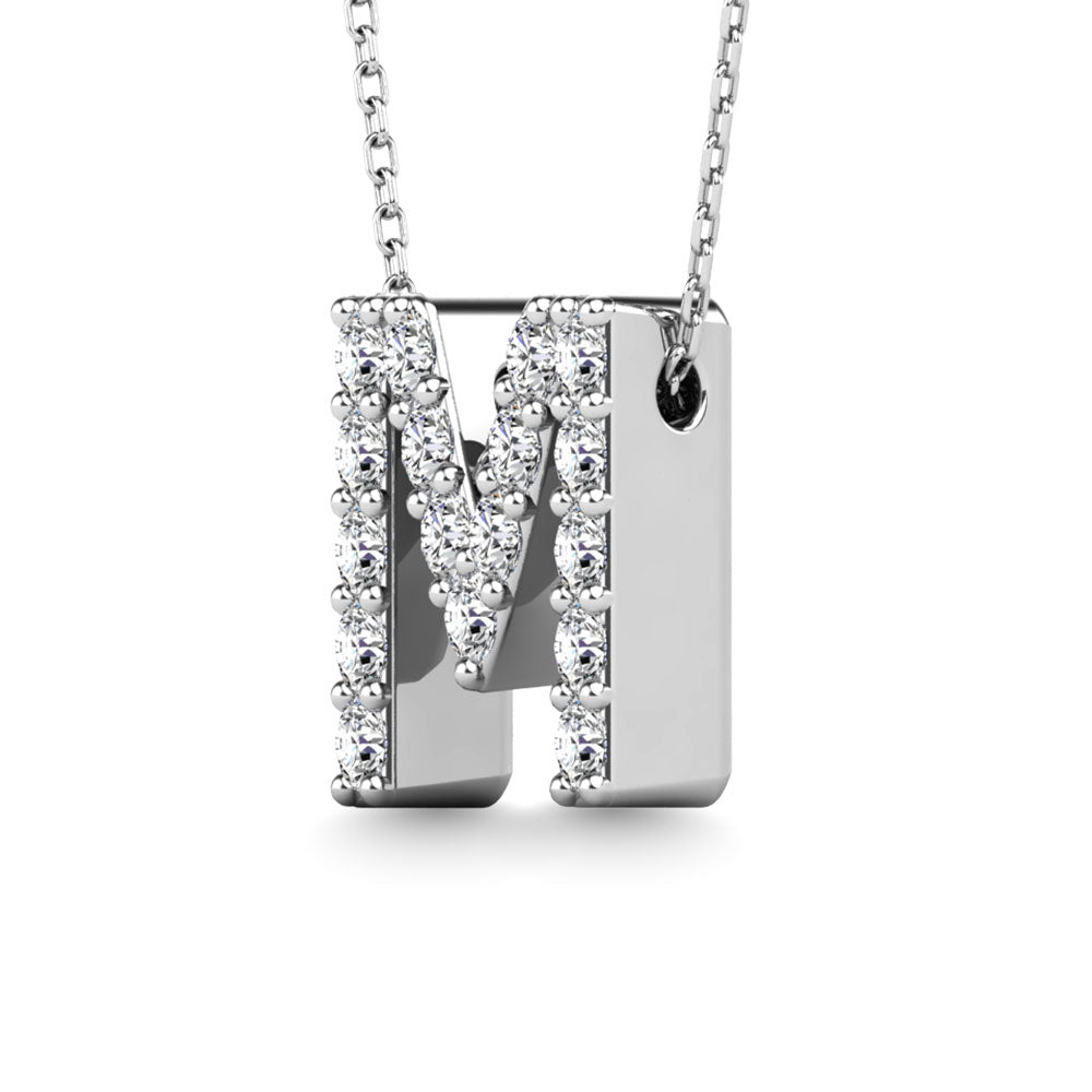 Diamond 1/6 Ct.Tw. Letter M Pendant in 14K White Gold
