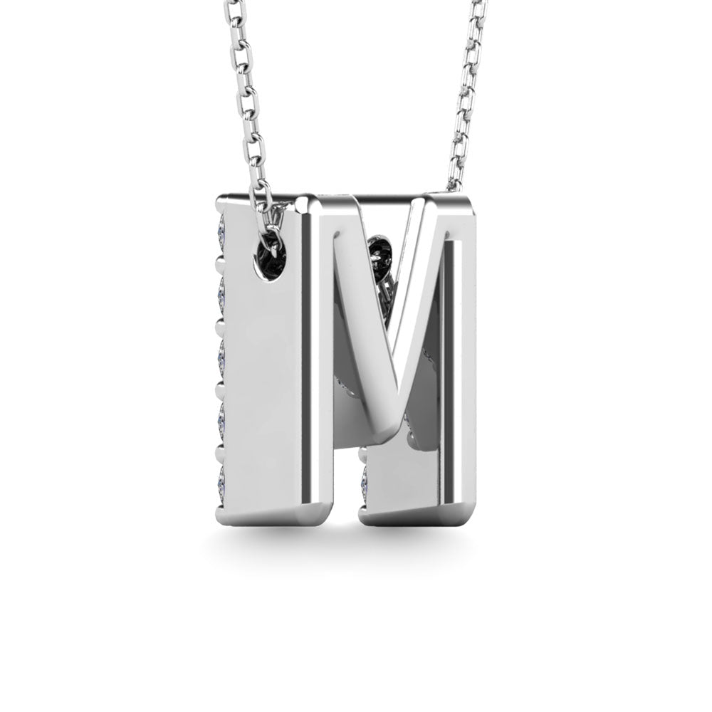 Diamond 1/6 Ct.Tw. Letter M Pendant in 14K White Gold