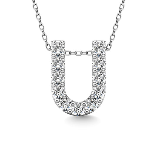 Diamond 1/10 Ct.Tw. Letter U Pendant in 14K White Gold