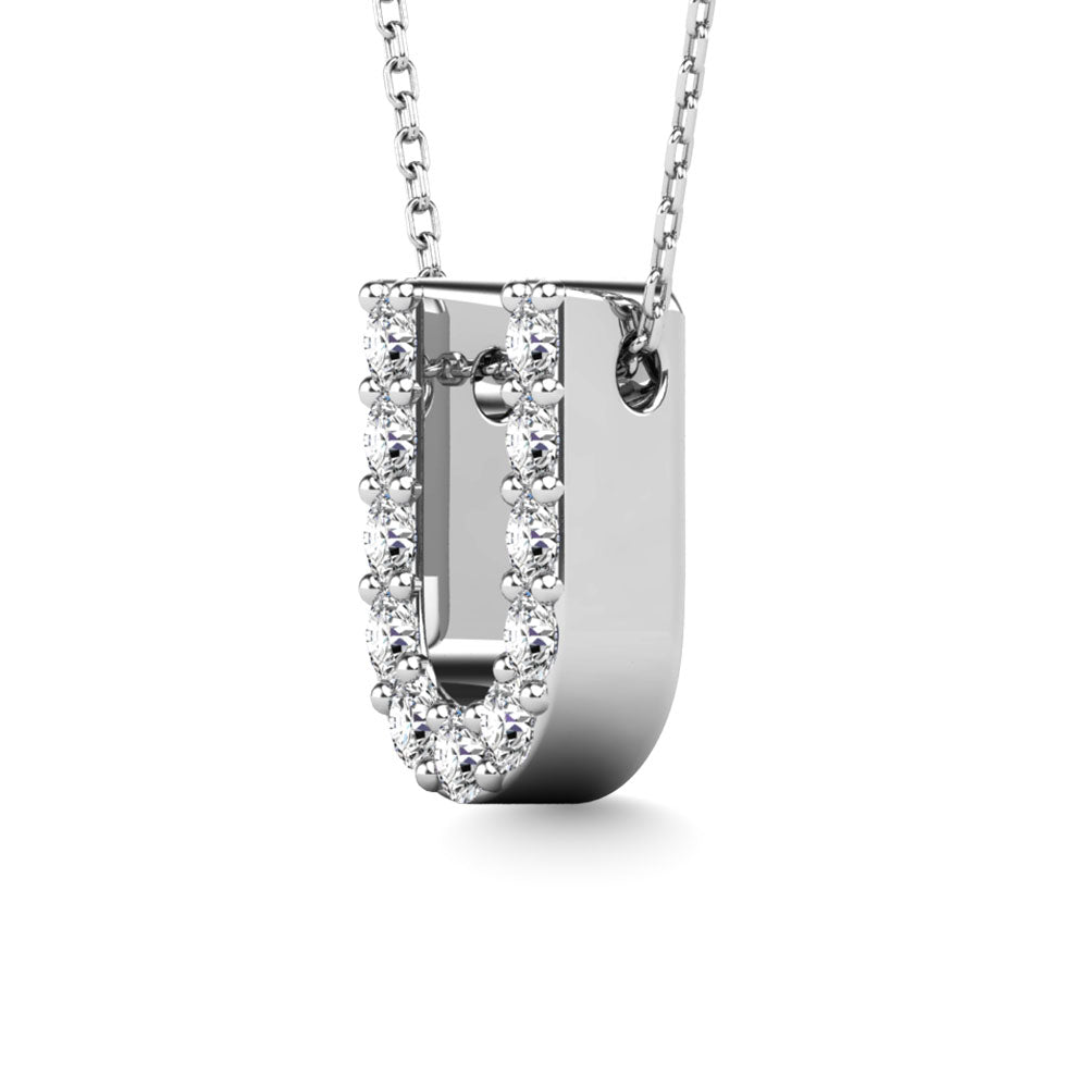 Diamond 1/10 Ct.Tw. Letter U Pendant in 14K White Gold