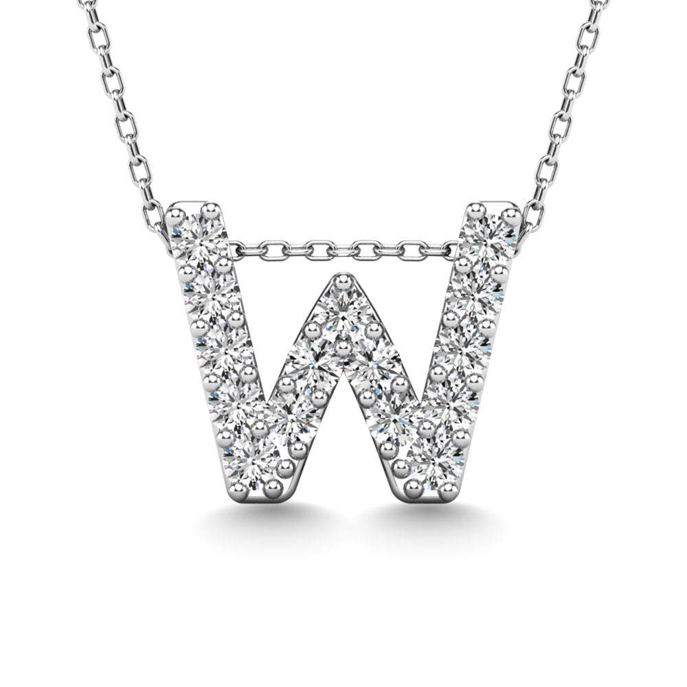 Diamond 1/6 Ct.Tw. Letter W Pendant in 14K White Gold