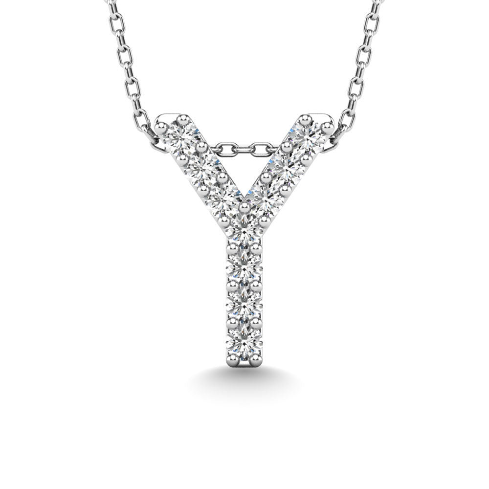 Diamond 1/10 Ct.Tw. Letter Y Pendant in 14K White Gold