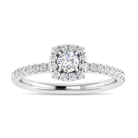 Diamond 3/4 Ct.Tw. Cushion Shape Engagement Ring in 10K White Gold