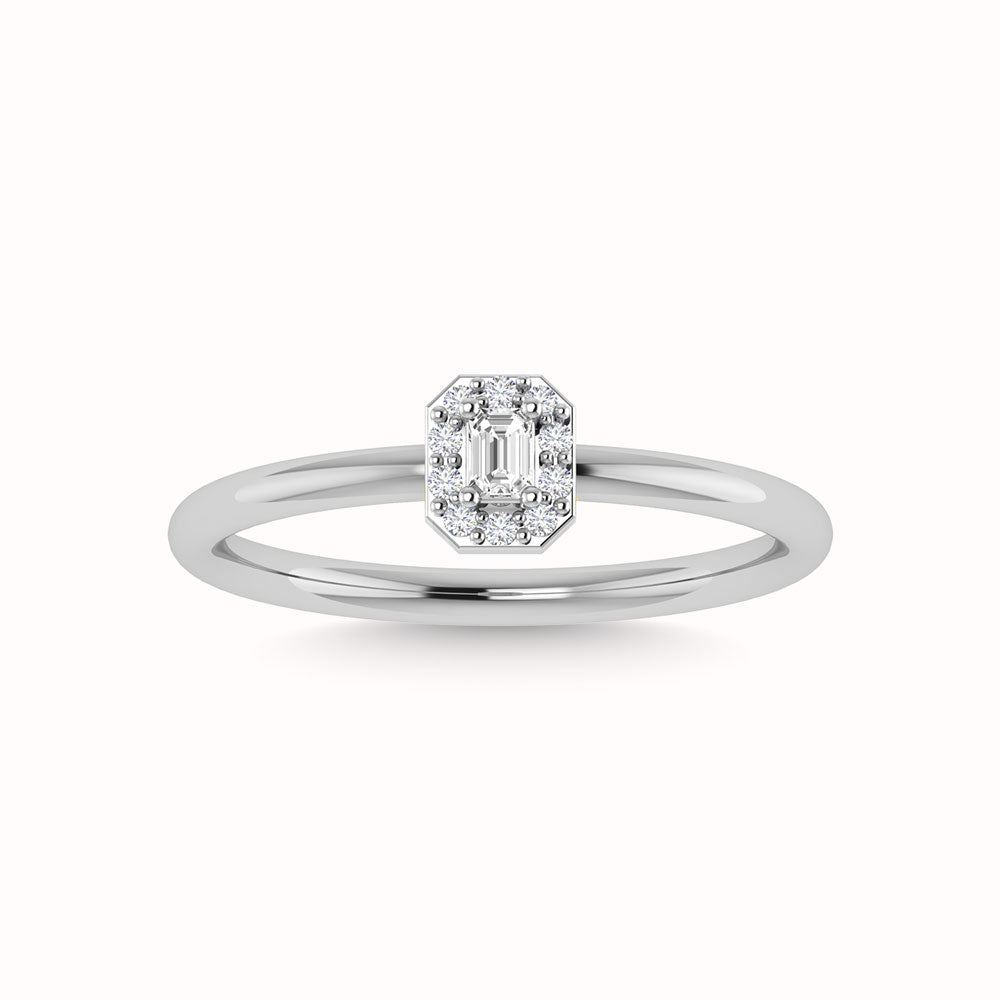 Diamond 1/3 Ct.Tw. Round and Emerald Cut Engagement Ring in 14K White Gold
