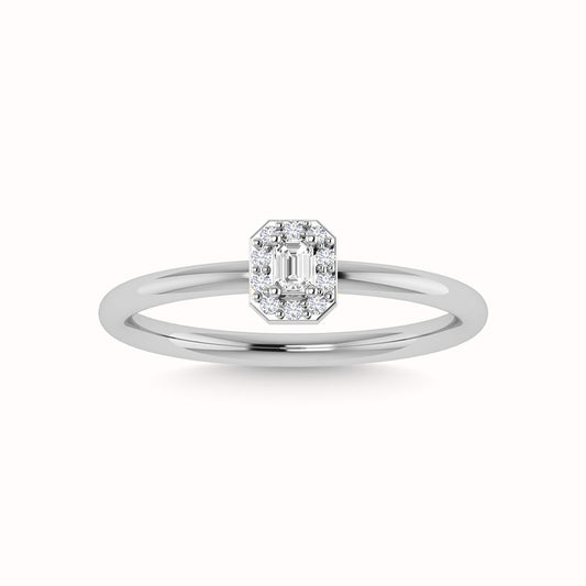 Diamond 1/3 Ct.Tw. Round and Emerald Cut Engagement Ring in 14K White Gold
