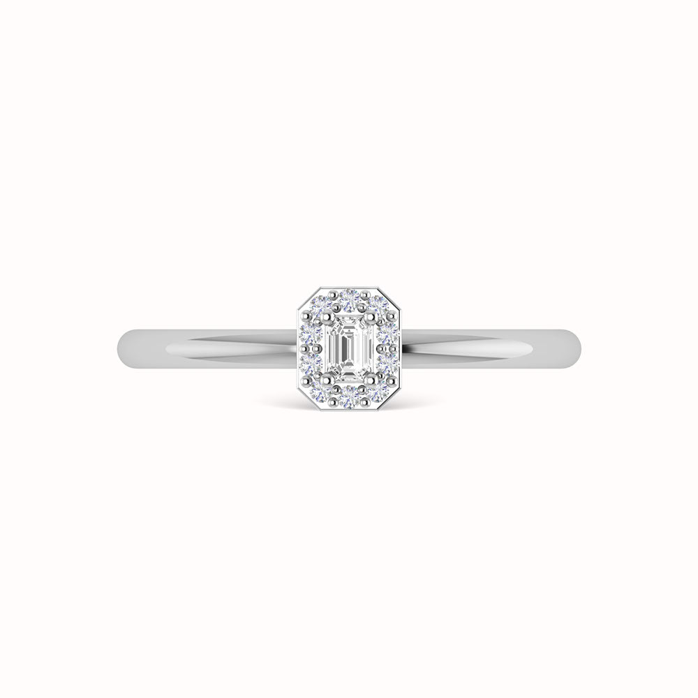 Diamond 1/3 Ct.Tw. Round and Emerald Cut Engagement Ring in 14K White Gold