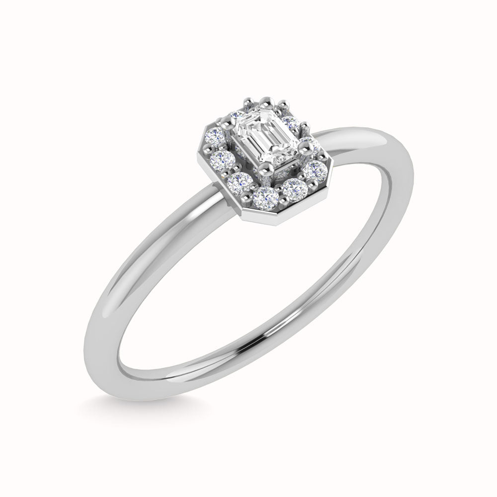 Diamond 1/3 Ct.Tw. Round and Emerald Cut Engagement Ring in 14K White Gold