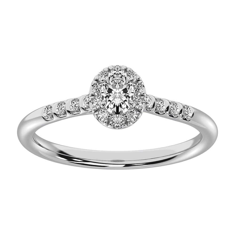 14K White Gold 1/2 Ct.Tw. Diamond Oval Shape Engagement Ring