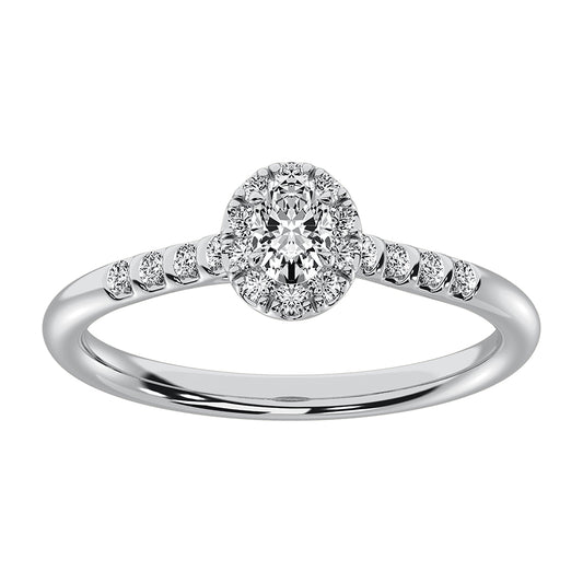 14K White Gold 1/2 Ct.Tw. Diamond Oval Shape Engagement Ring