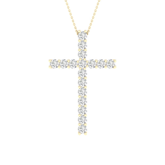 14K 1.00CT Certified Lab Grown Diamond Cross Pendant ( IGI Certified )