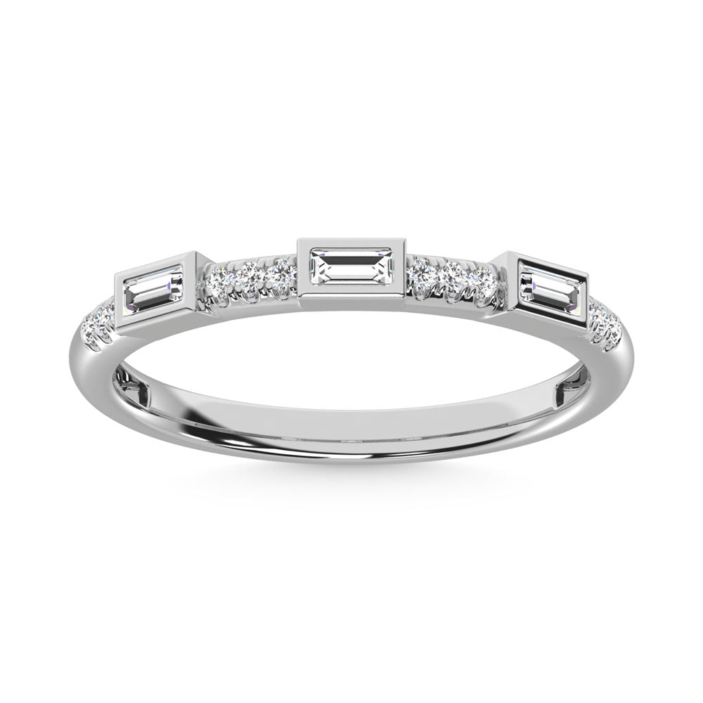 14K White Gold Diamond  1/8 Ct.Tw. Stack Band