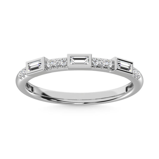 14K White Gold Diamond  1/8 Ct.Tw. Stack Band
