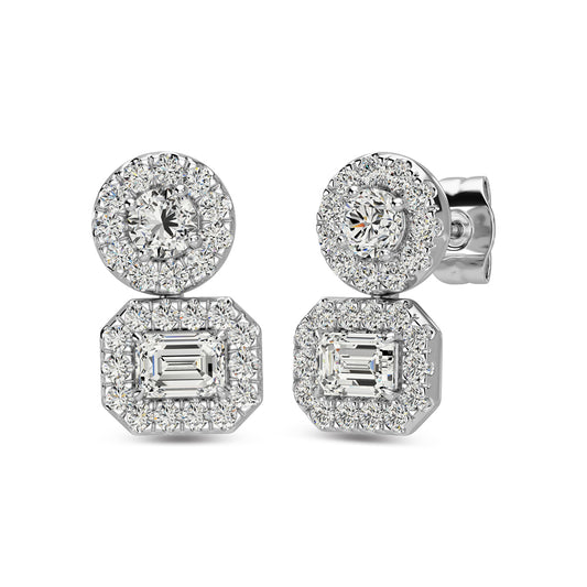 14K White Gold Diamond 3/4 Ct.Tw Fashion Earrings