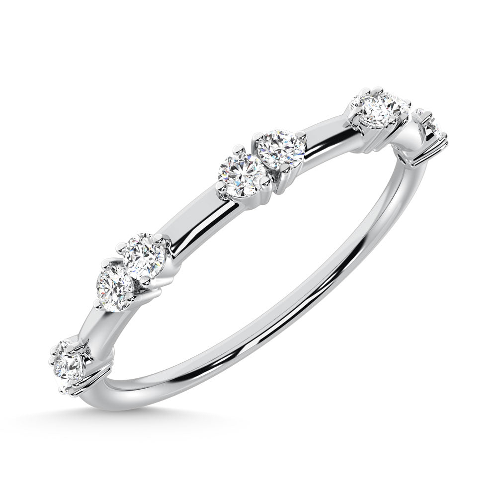 14K White Gold  Diamond 1/6 Ct.Tw. Stackable Band