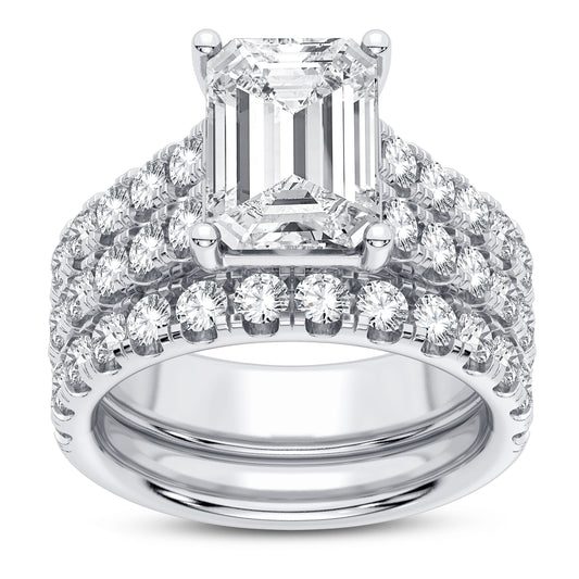 14K 5.00CT Certified Lab Grown Diamond Bridal Set