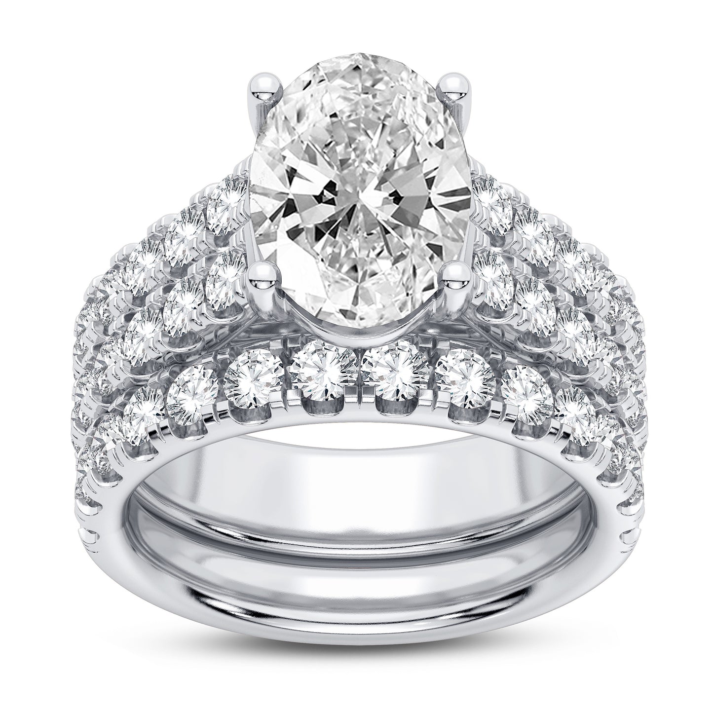 14K 5.00CT Certified Lab Grown Diamond Bridal Set