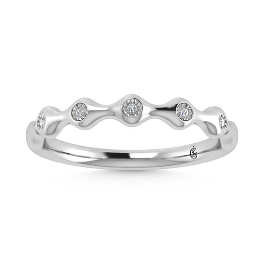 14K White Gold  Diamond 1/20 Ct.Tw. Stackable Band