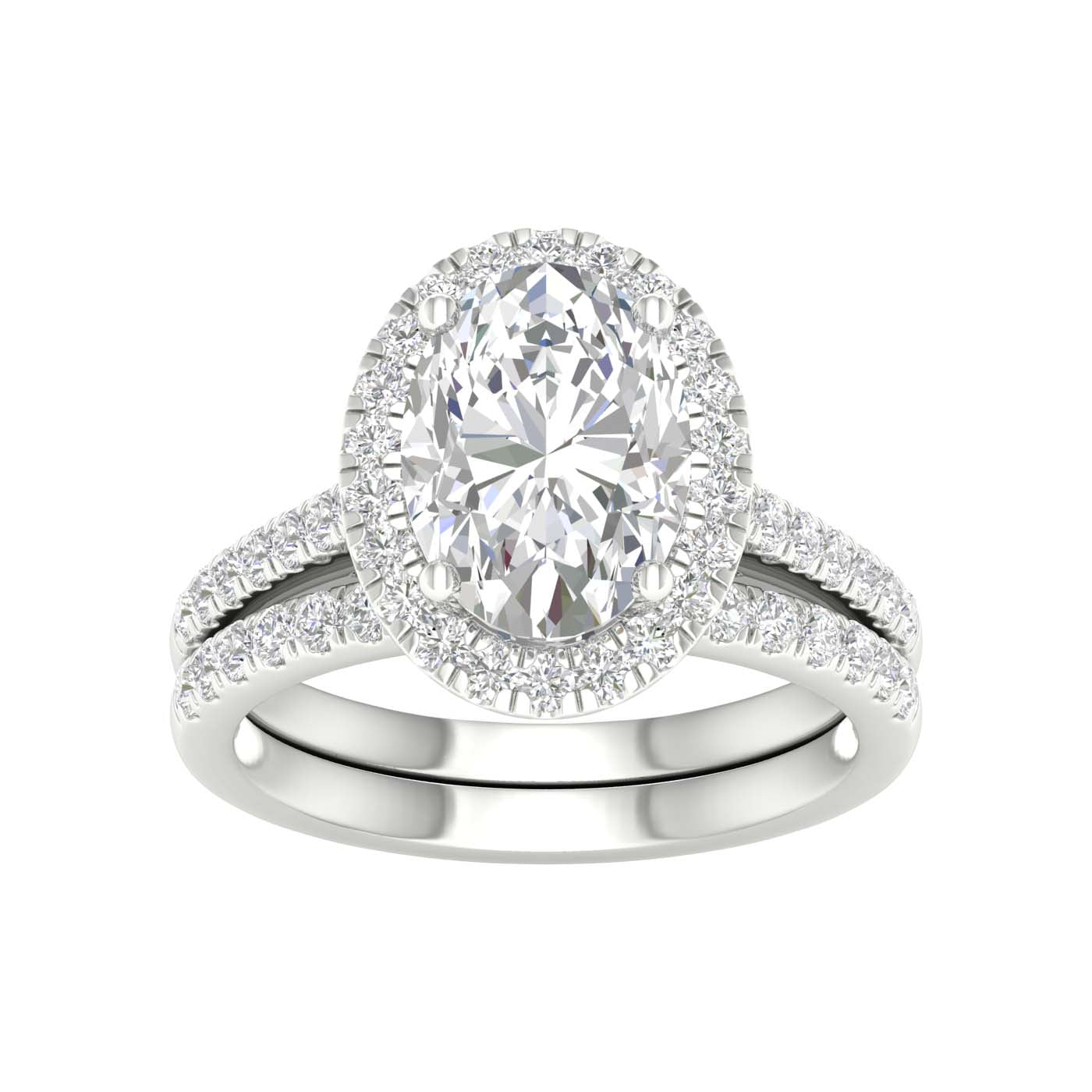 14K 3.75CT Lab Diamond Bridal Set