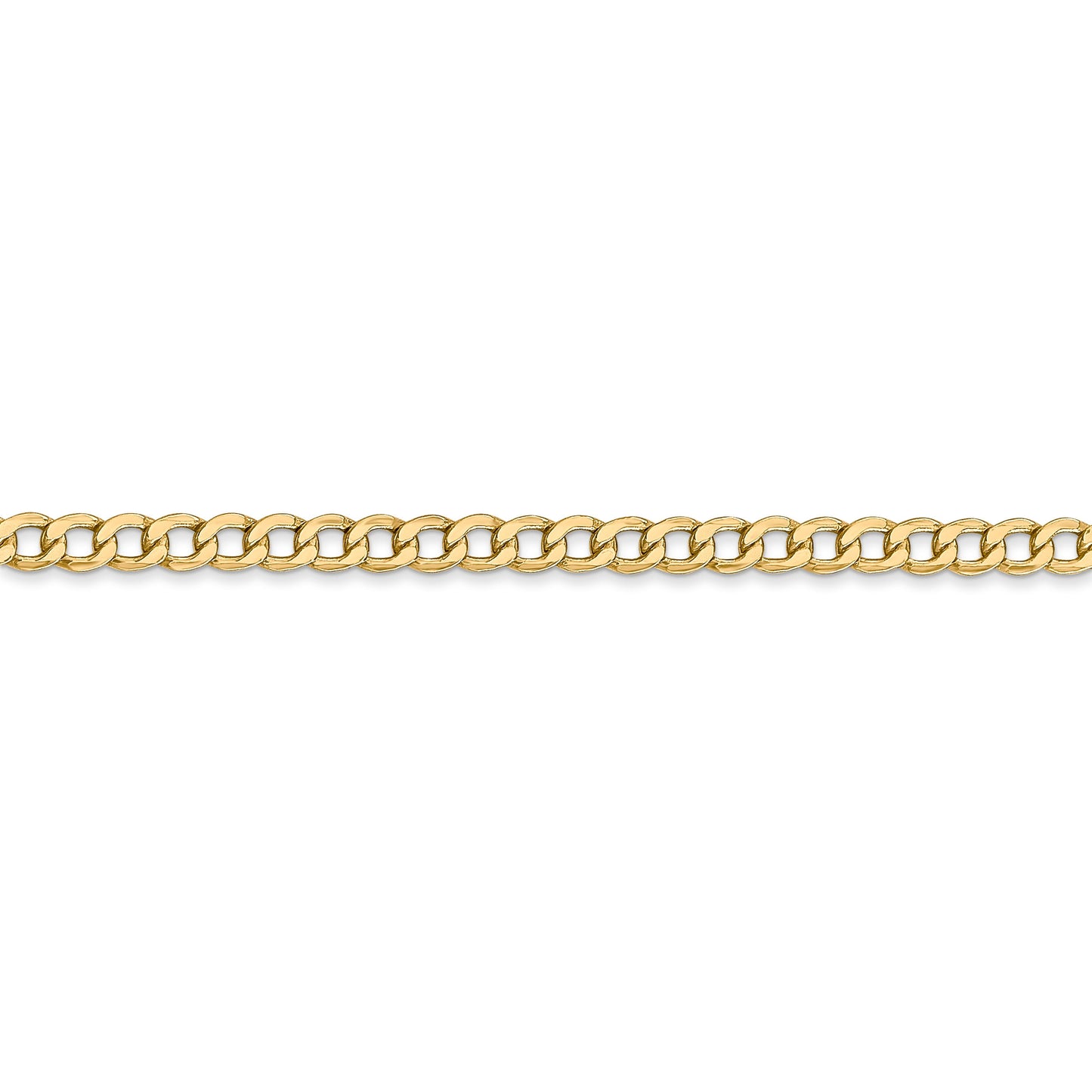 14k 3.35mm Semi-Solid Curb Chain