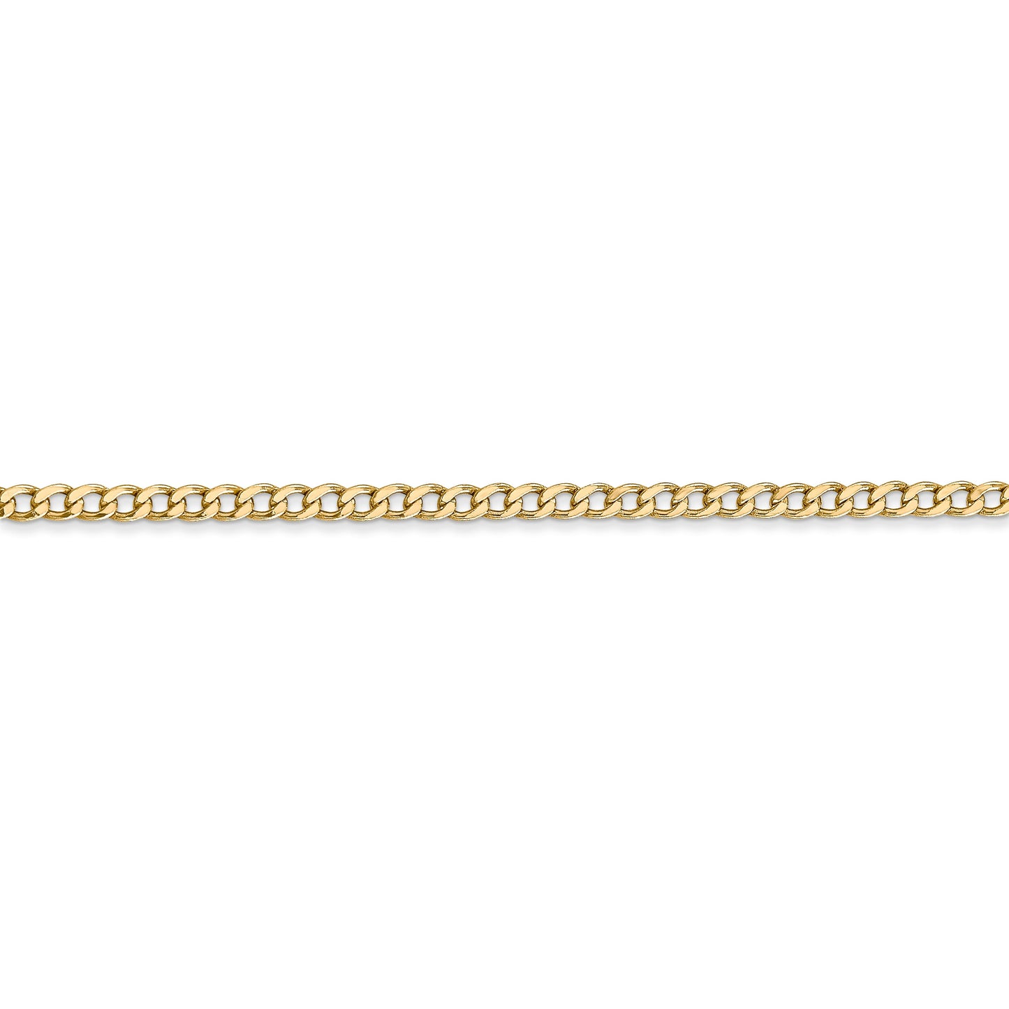 14k 2.5mm Semi-Solid Curb Chain