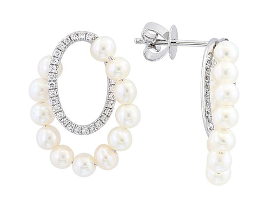 EFFY 14K DIAMOND,FRESH WATER PEARL EARRINGS