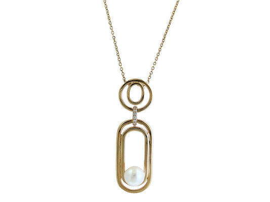 EFFY 14K DIAMOND,FRESH WATER PEARL PENDANT