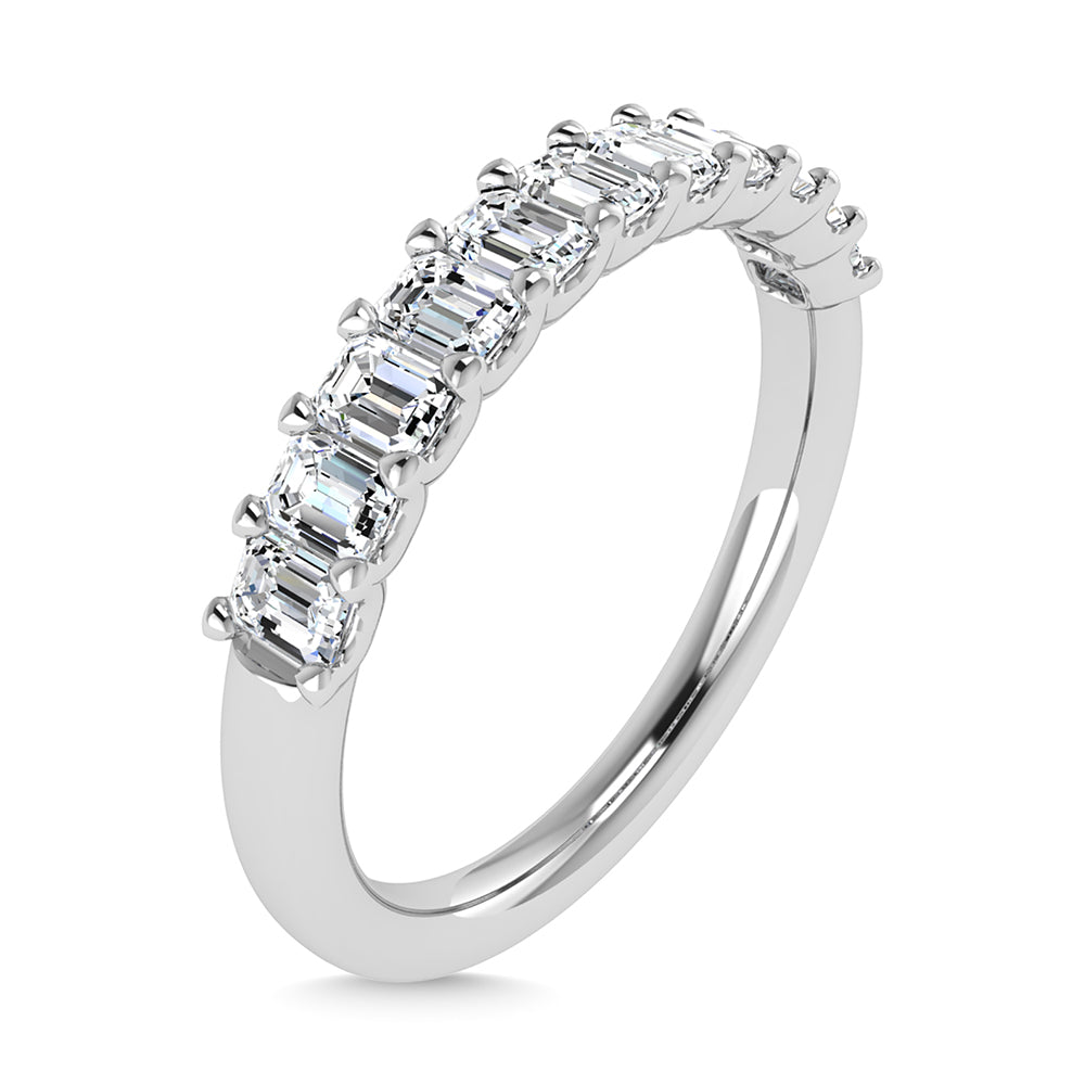 14K White Gold Lab Grown Diamond 1 Ct.Tw. Halfway Emerald Wedding Band