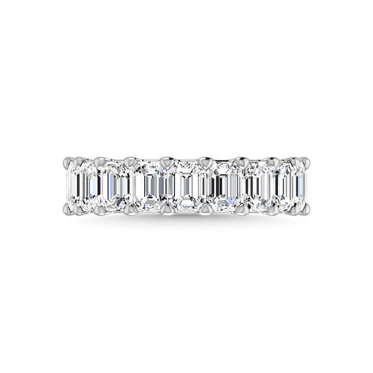 14K White Gold Lab Grown Diamond 2 7/8 Ct.Tw. Emerald Shape Half Way Eternity Band