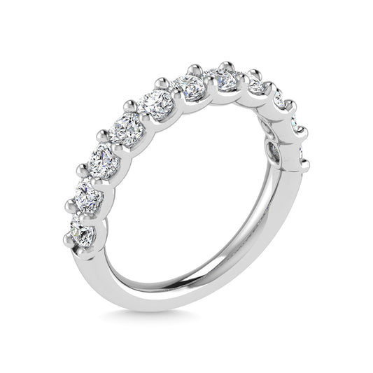 14K White Gold Lab Grown Diamond 5/8 Ct.Tw. Round Shape Half Way wedding Band (size 6.5)