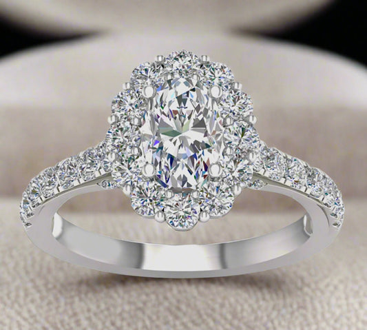 $1699 14KW 2.06ctw Certified Oval Halo Engagement Ring VS / G-H (Reg $4600)