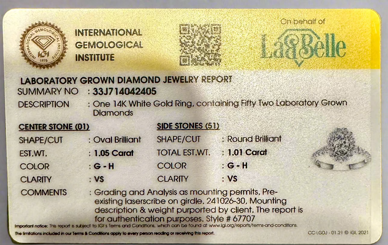 $1699 14KW 2.06ctw Certified Oval Halo Engagement Ring VS / G-H (Reg $4600)