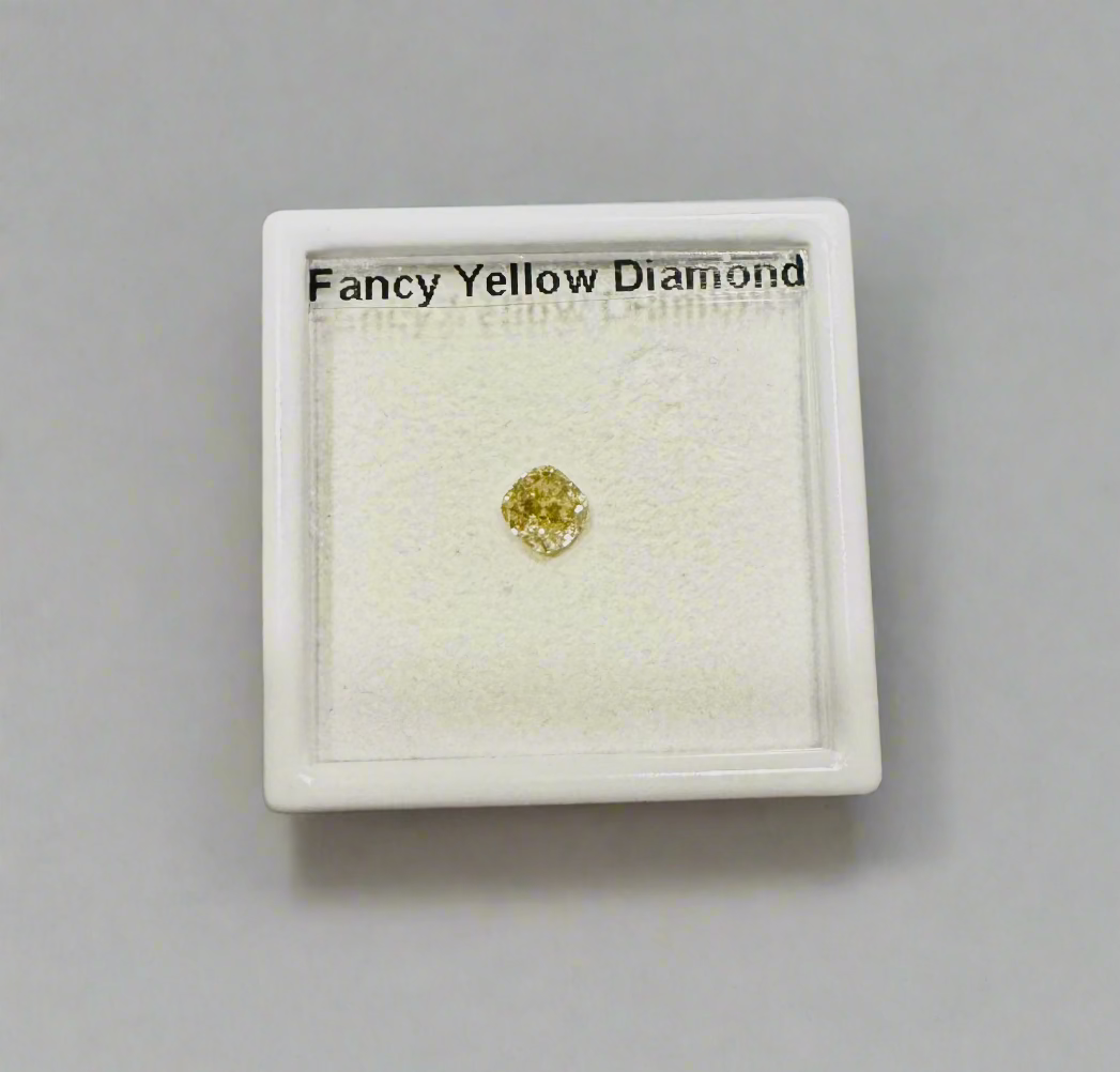 Natural 0.85ct Fancy Yellow Cushion Cut Diamond
