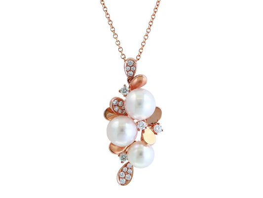 EFFY 14K DIAMOND,AKOYA PEARL PENDANT