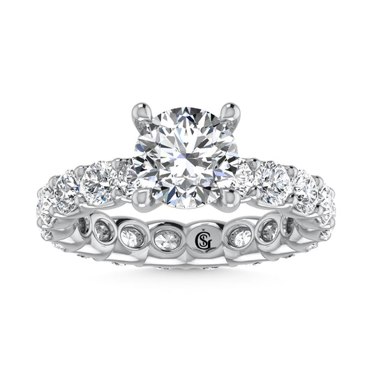 14K White Gold Lab Grown Diamond 4 3/4 Ct.Tw. Round Shape Halfway Engagement Ring (Center 2CT)