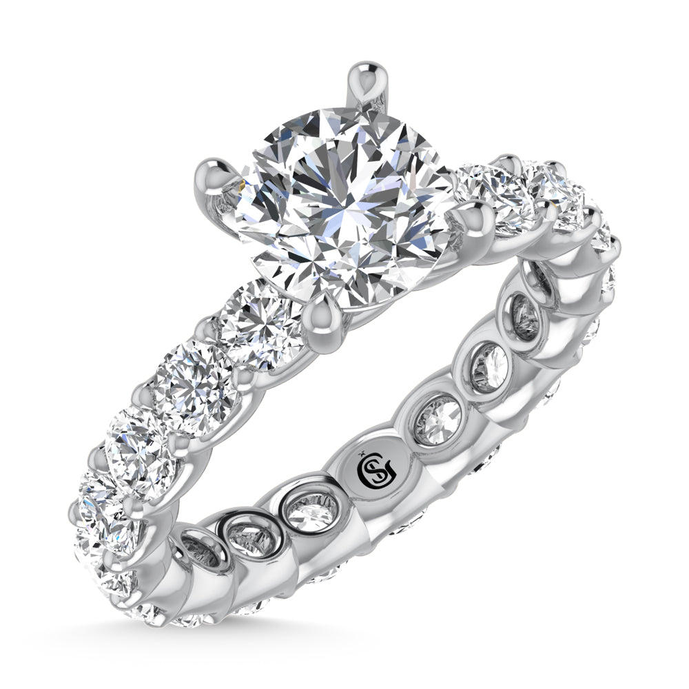 14K White Gold Lab Grown Diamond 4 3/4 Ct.Tw. Round Shape Halfway Engagement Ring (Center 2CT)