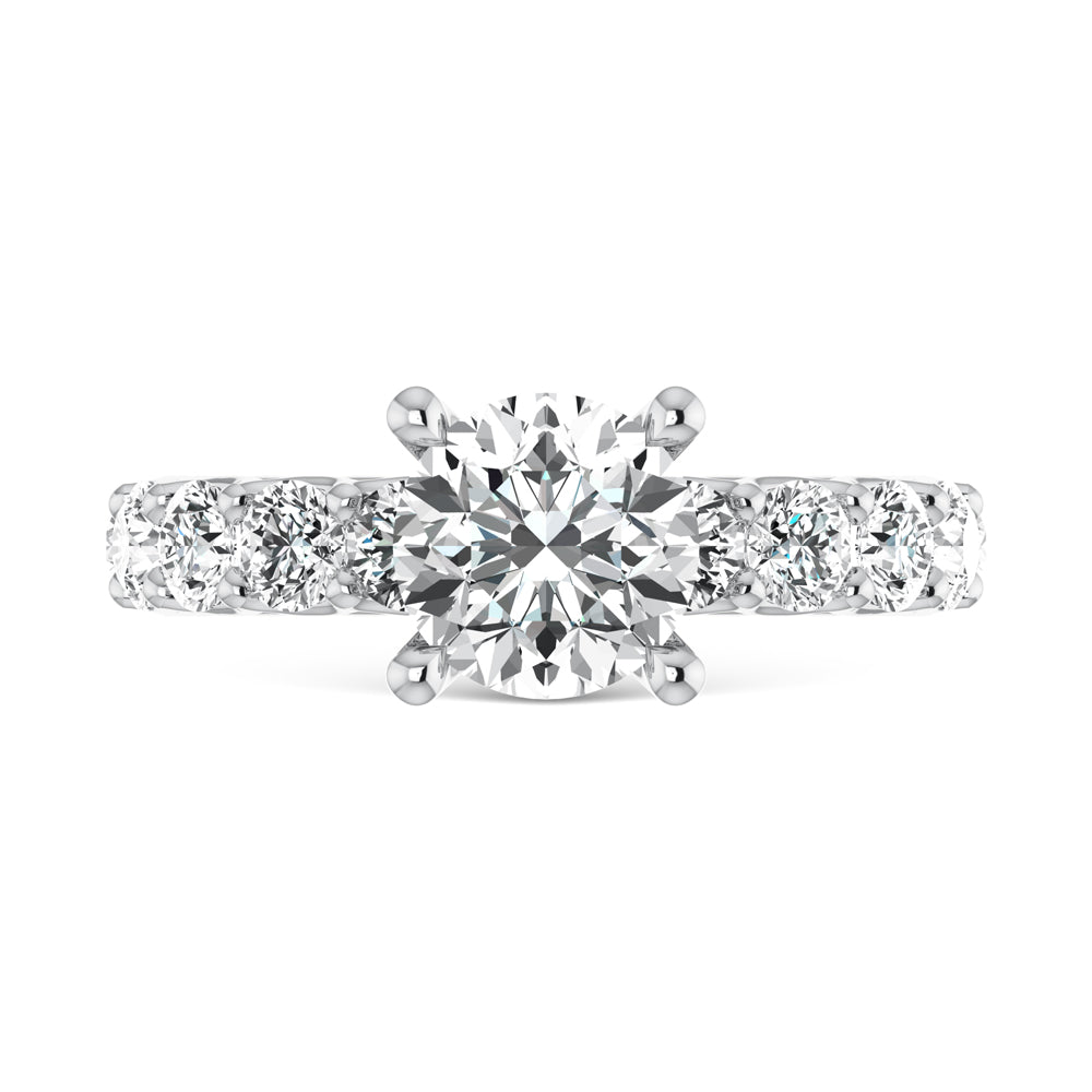 14K White Gold Lab Grown Diamond 4 3/4 Ct.Tw. Round Shape Halfway Engagement Ring (Center 2CT)
